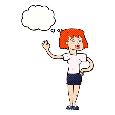 düşünce balonu ile sallayarak çizgi film kadın