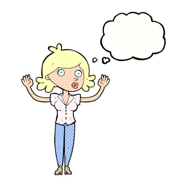 çizgi film kadın düşünce balonu ile teslim