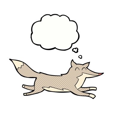 Düşünce baloncuğu ile çalışan bir kurt.