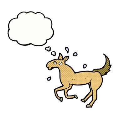 Düşünce baloncuğuyla terleyen at.