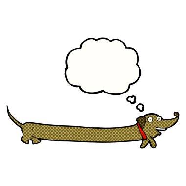 Düşünce baloncuklu çizgi film dachshund