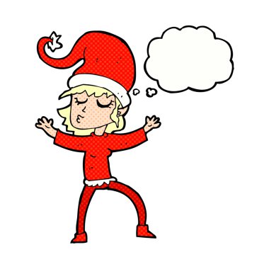 Noel Baba'nın yardımcı çizgi ile düşünce balonu