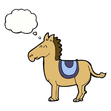 Düşünce baloncuklu çizgi film eşeği