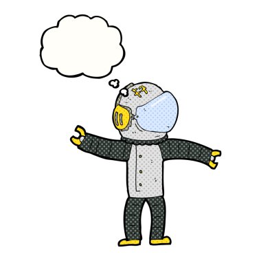 Düşünce balonu olan bir astronot.