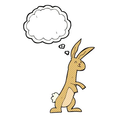 Düşünce baloncuklu çizgi film tavşanı