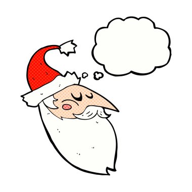 Düşünce baloncuklu çizgi film Noel Baba yüzü