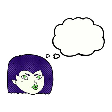 çizgi film vampir yüz düşünce balonu ile