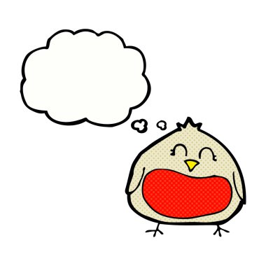 Düşünce baloncuklu komik karikatür noel robini