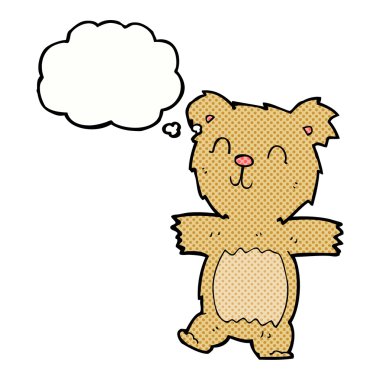 Düşünce baloncuklu şirin oyuncak ayı.