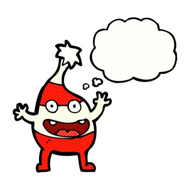 Düşünce baloncuklu komik Noel yaratığı