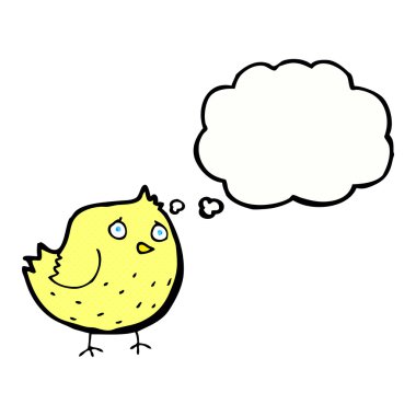 Düşünce baloncuklu çizgi film kuşu