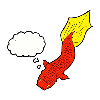 Düşünce baloncuklu çizgi film balığı