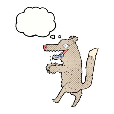 Düşünce baloncuğu olan büyük kötü kurt çizgi filmi