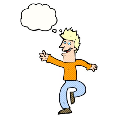 çizgi film mutlu adam düşünce baloncuğu ile