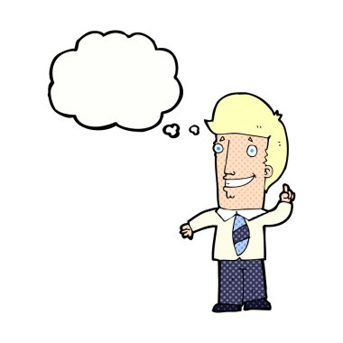 Düşünce baloncuğu fikri olan bir ofis adamı.