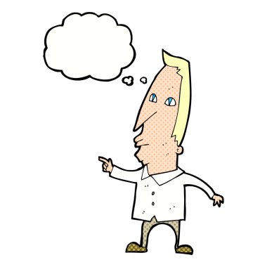 Düşünce baloncuğu olan bir adam.