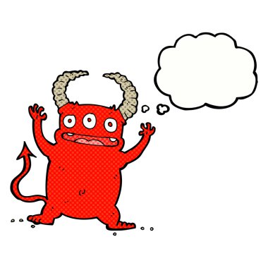 Düşünce baloncuklu küçük şeytan.