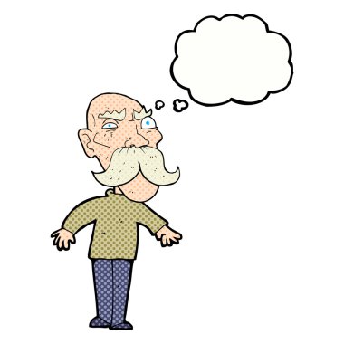 çizgi film düşünce balonu ile kızgın ihtiyar