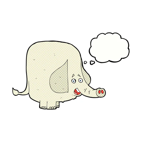 Cartoon gelukkig olifant met gedachte bubble — Stockvector