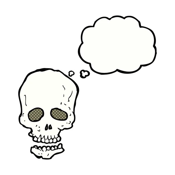 Crâne de dessin animé avec bulle de pensée — Image vectorielle