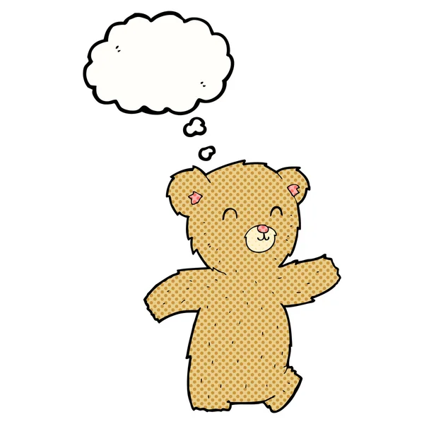 Schattig cartoon teddy beer met gedachte zeepbel — Stockvector