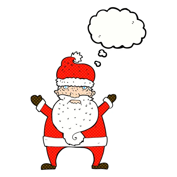 Karikatura ošklivý Santa Claus s myšlenkovou bublinou — Stockový vektor