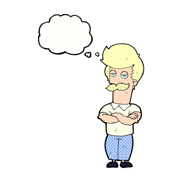卡通片胡子肌肉男人与思想泡沫 — 图库矢量图片