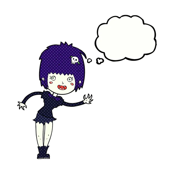 Cartoon vampire girl with thought bubble — Stock Vector