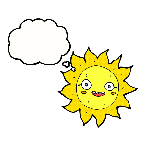 思考バブルで漫画の幸せな太陽 — ストックベクタ