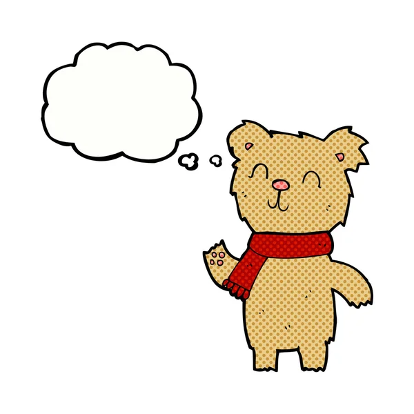 Cartoon cute teddy bear with thought bubble — Stock Vector