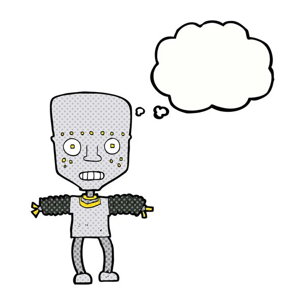 Tecknad robot med tanke bubbla — Stock vektor