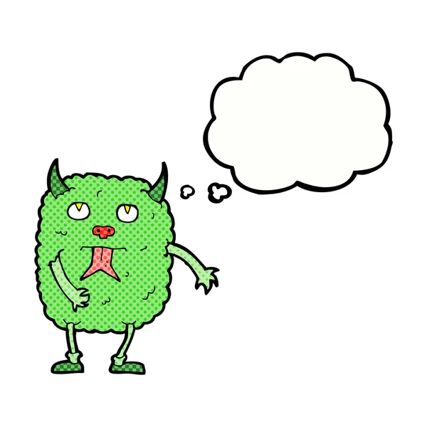 Lustiges Cartoon-Monster mit Gedankenblase — Stockvektor