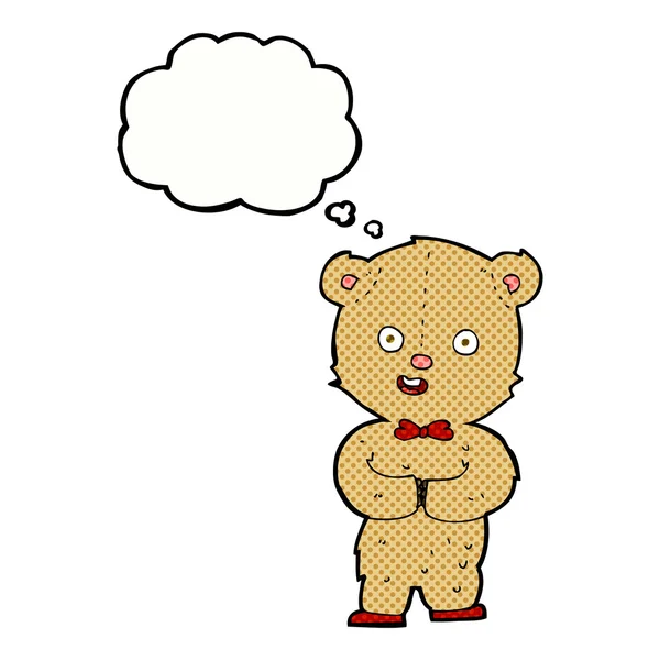 Urso de pelúcia dos desenhos animados com bolha de pensamento —  Vetores de Stock