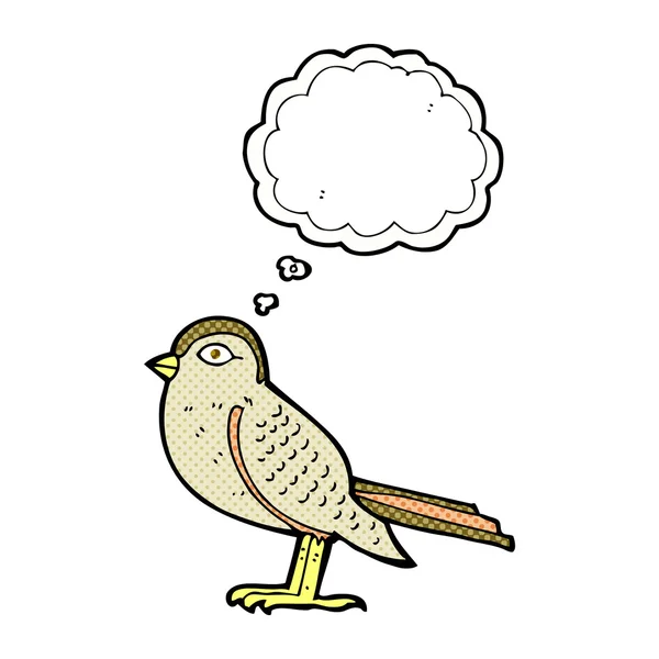 思考バブルを持つ漫画の庭の鳥 — ストックベクタ