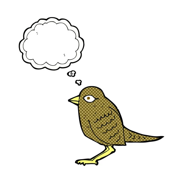 Pássaro do jardim dos desenhos animados com bolha de pensamento — Vetor de Stock