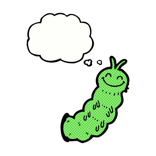 Cartoon caterpillar with thought bubble — Stock Vector