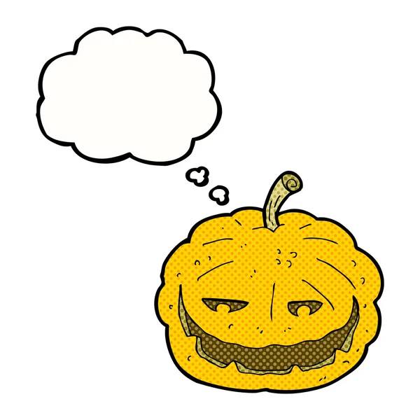 Calabaza de Halloween de dibujos animados con burbuja de pensamiento — Archivo Imágenes Vectoriales