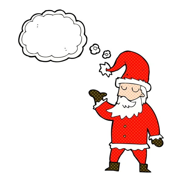 Cartoon santa claus met gedachte zeepbel — Stockvector