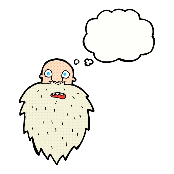 Мультяшний бородатий чоловік з бульбашкою думок — стоковий вектор