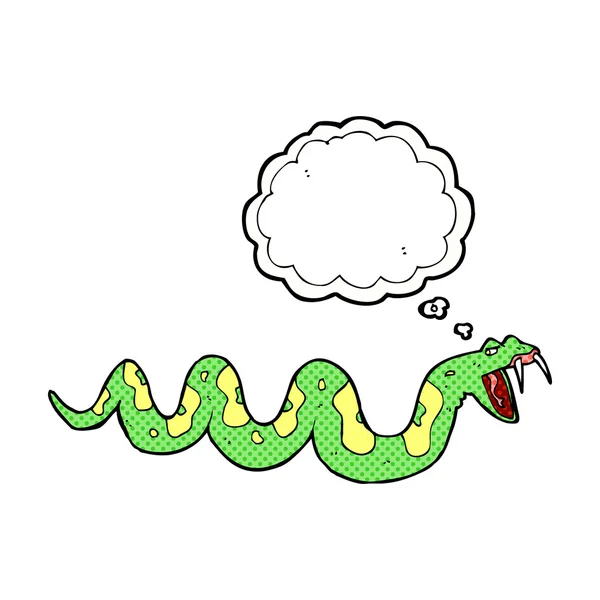 具有思想气泡的卡通毒蛇 — 图库矢量图片