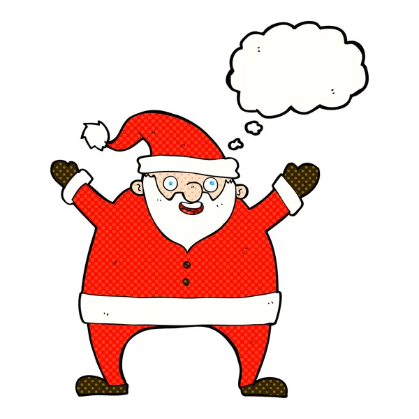 Cartoon santa claus met gedachte zeepbel — Stockvector