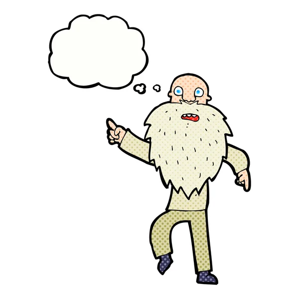 Cartoon stressed old man with thought bubble — Stock Vector