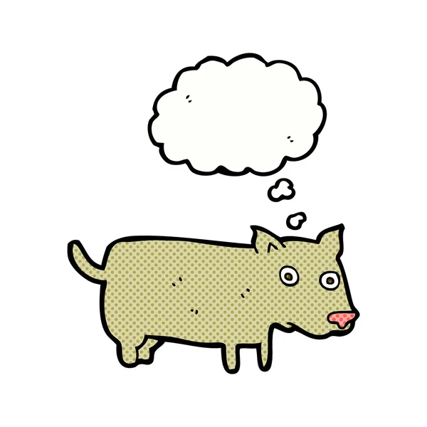 Pequeño perro de dibujos animados con burbuja de pensamiento — Vector de stock