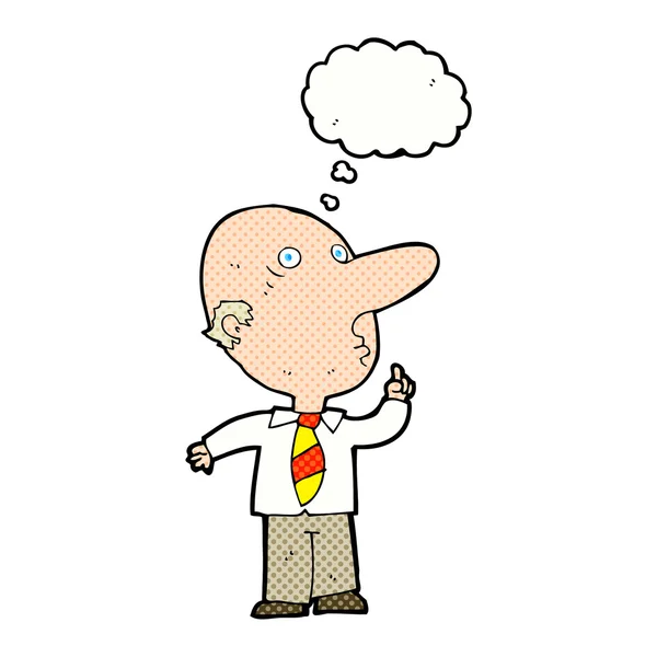 Cartoon bald man asking question with thought bubble — Stock Vector