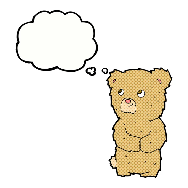 Cartoon teddy bear with thought bubble — Stock Vector