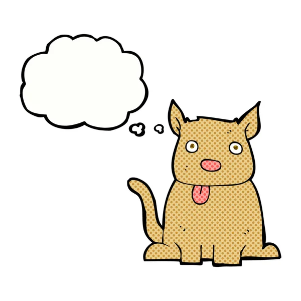 Cartoon dog sticking out tongue with thought bubble — Stock Vector