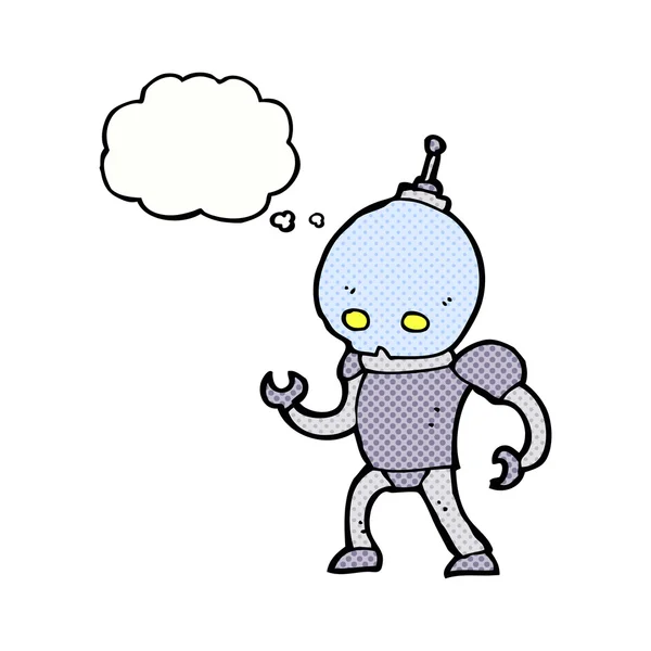 Καρτούν εξωγήινο ρομπότ με φούσκα σκέψης — Διανυσματικό Αρχείο