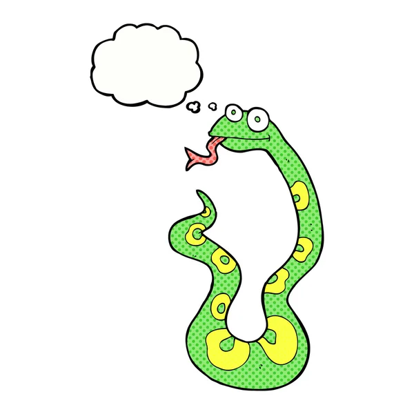 Zeichentrickschlange mit Gedankenblase — Stockvektor