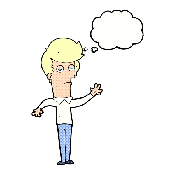 Kreslený znuděný muž mávající myšlenkovou bublinou — Stockový vektor