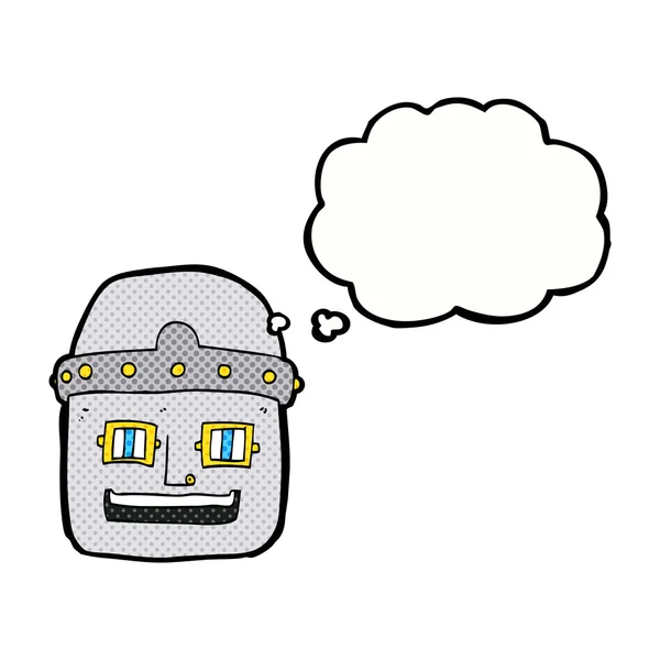 Kreslená robotická hlava s myšlenkovou bublinou — Stockový vektor